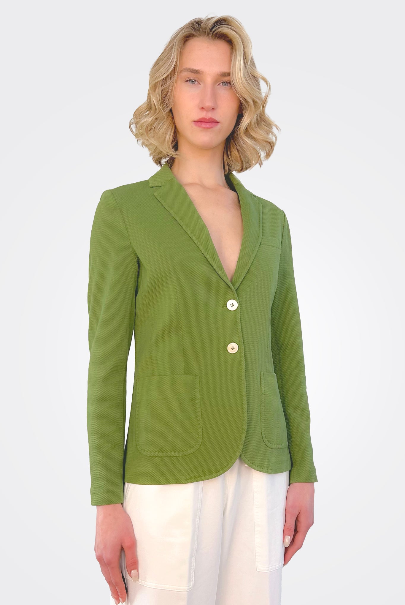 Tailored Slim Fit Oxford Blazer - Pistachio by Circolo — alternate view