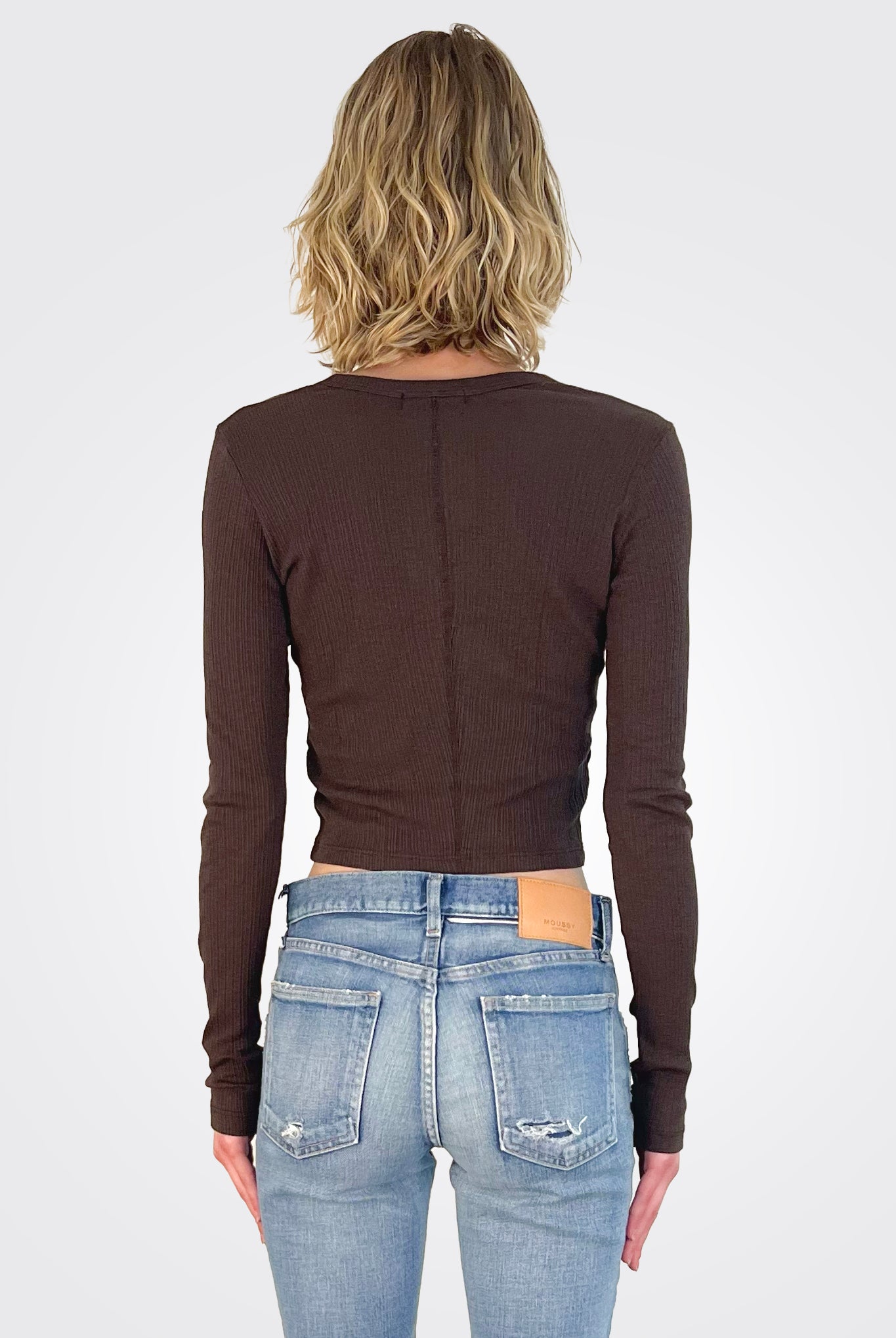 Lyla Ribbed Cardigan - Java by Michael Stars — alternate view