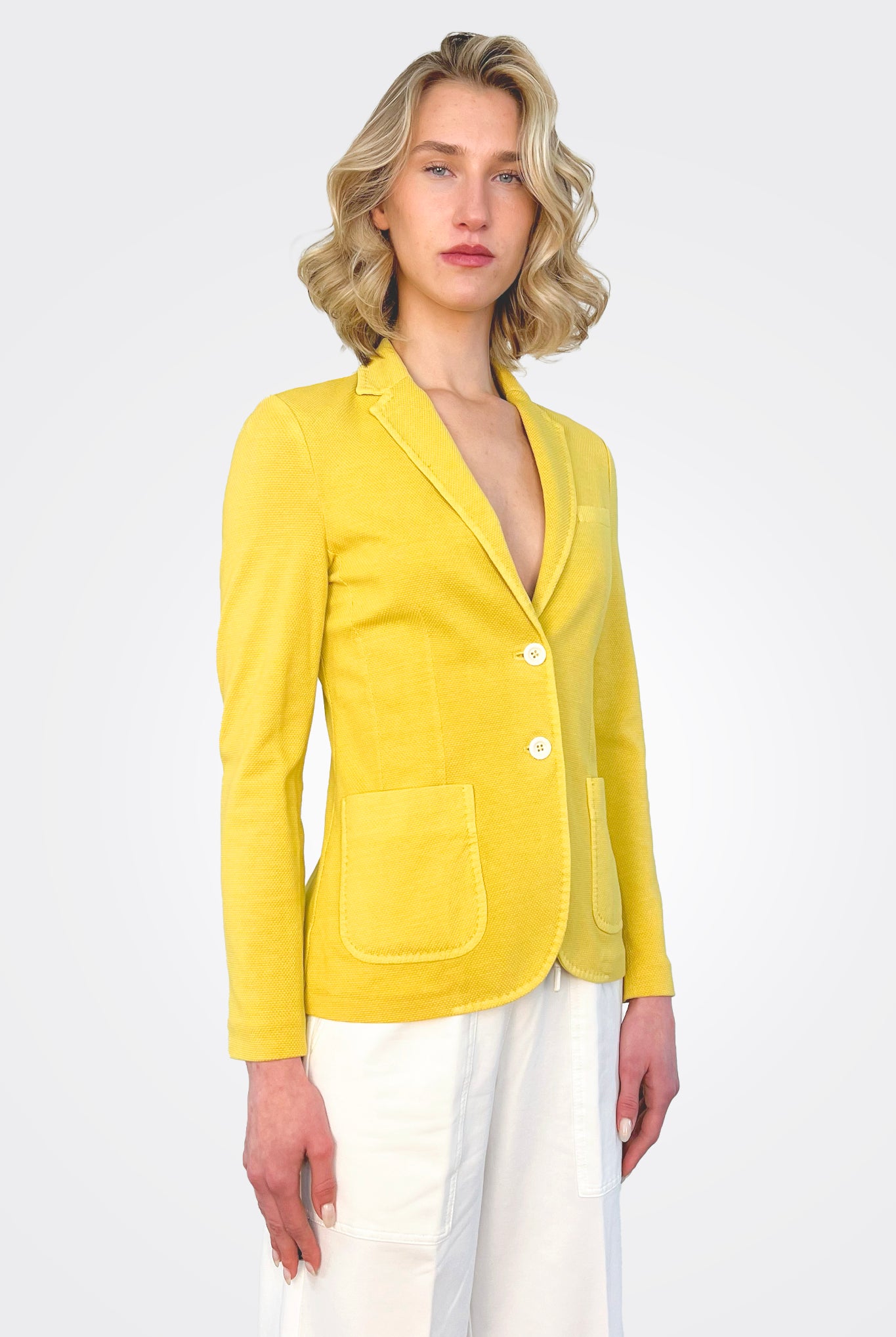 Single Breasted Slim Oxford - Lemon by Circolo — alternate view