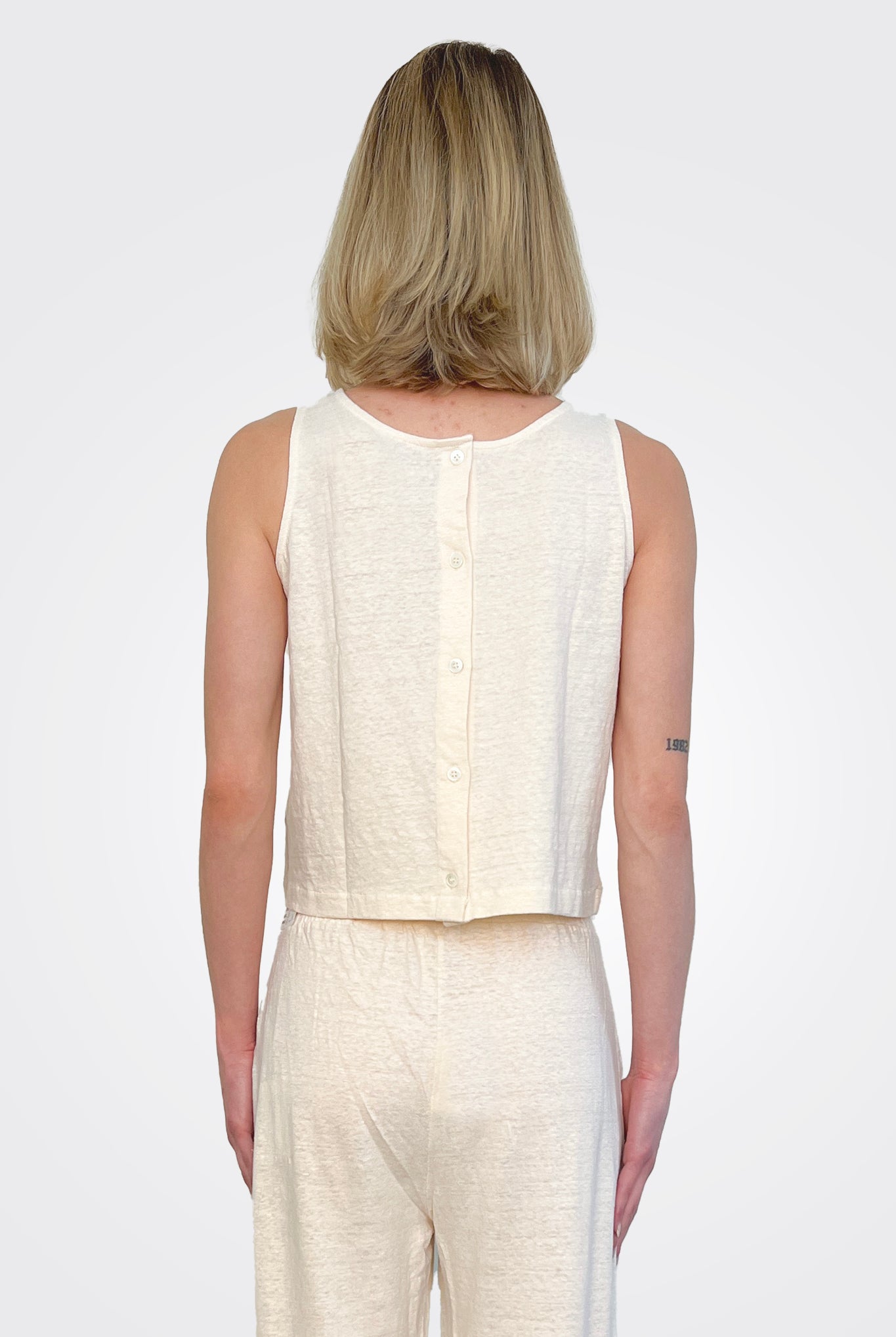 Button Back Tank - Ivory by Majestic — alternate view