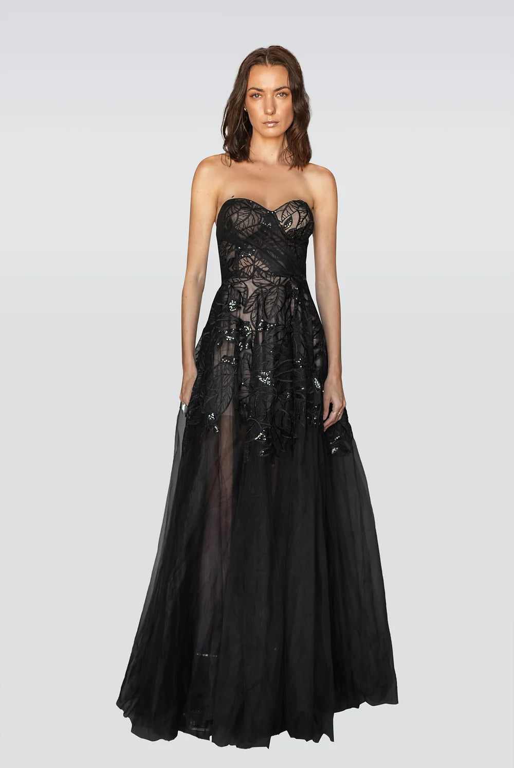 Nightflora Strapless Couture Gown - Black by Olvi's | 25 South Boutiques