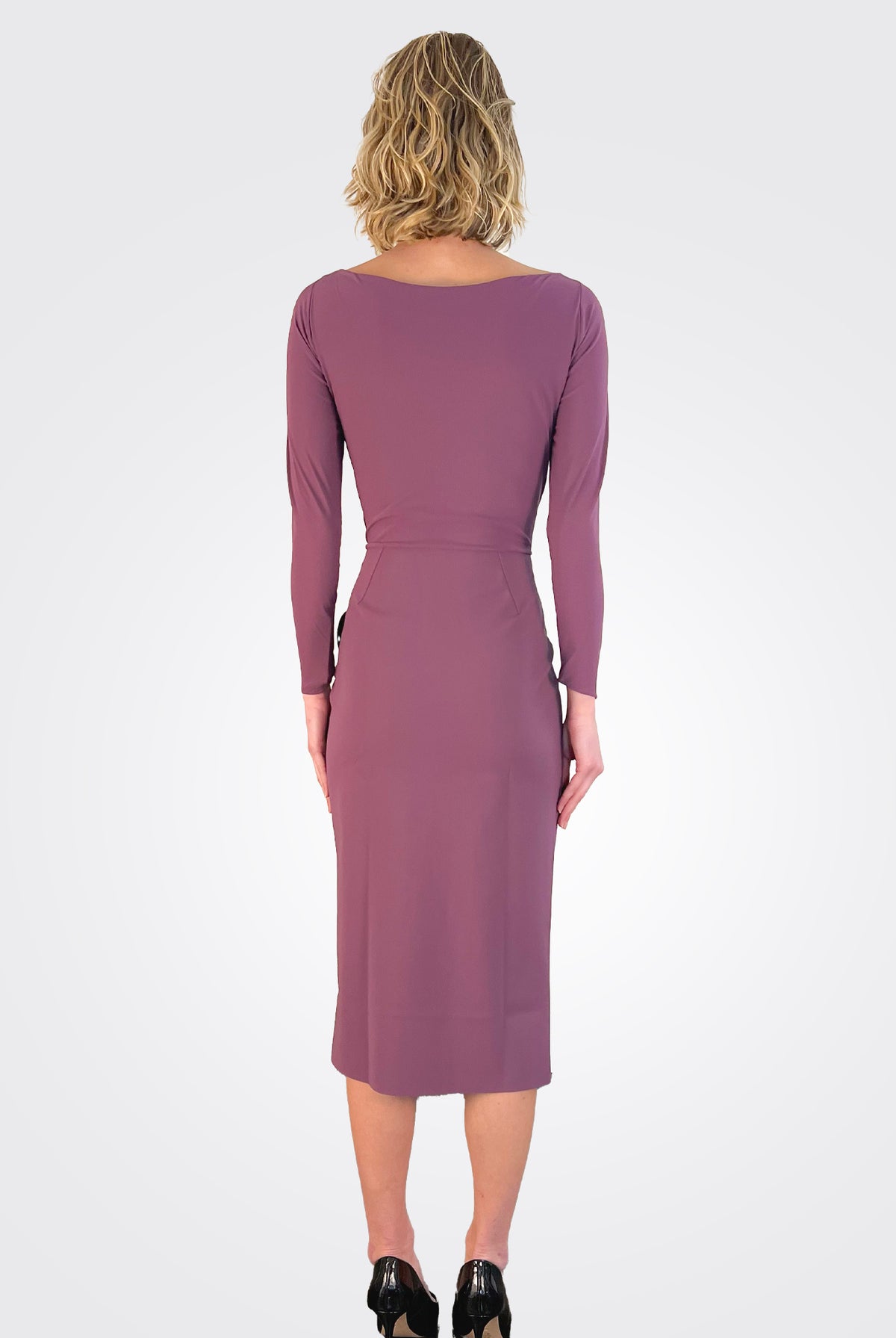 Agna Ruched Ruffle Sheath Dress - Plum by Chiara Boni — alternate view