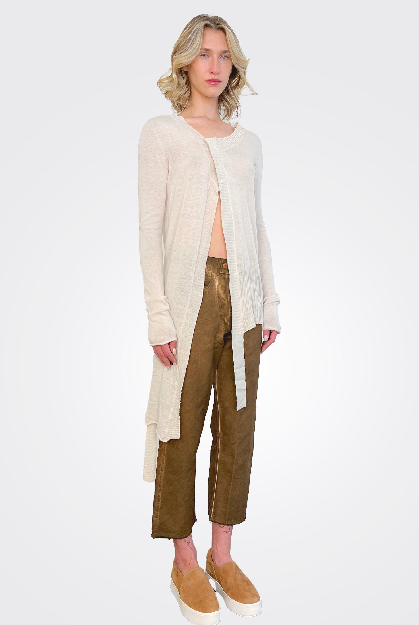 Asymmetrical Cardigan - Natural by Serie Numerica — alternate view