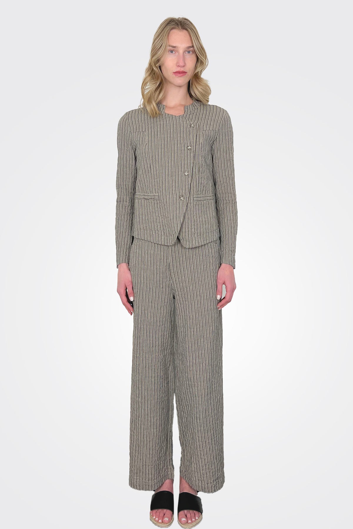 Wide-Leg Embossed Trousers - Taupe by Transit Par-Such | 25 South Boutiques