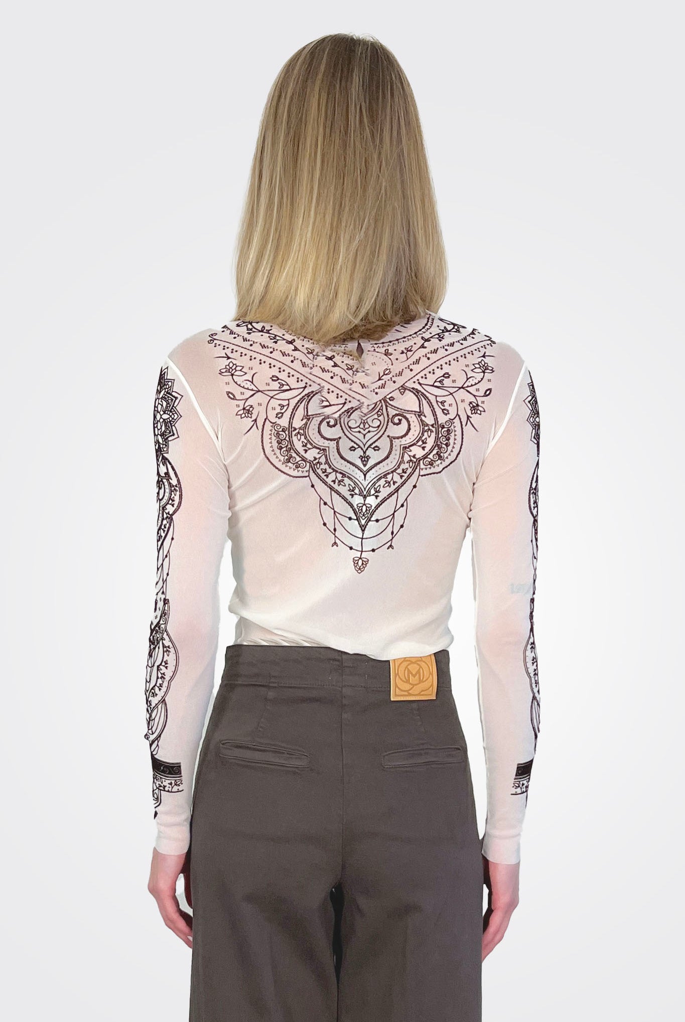 Tulle Tatto Flock Turtleneck - Latte by D. Exterior — view 3