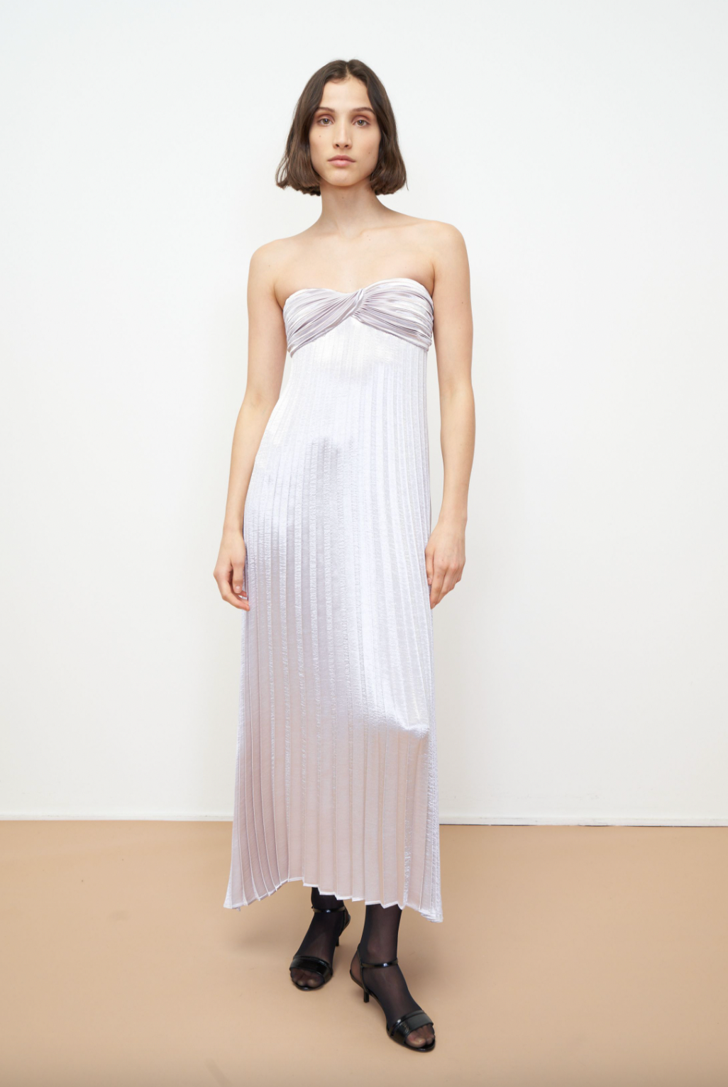 Lamé Pleated Dress - Silver by Rebecca Taylor | 25 South Boutiques