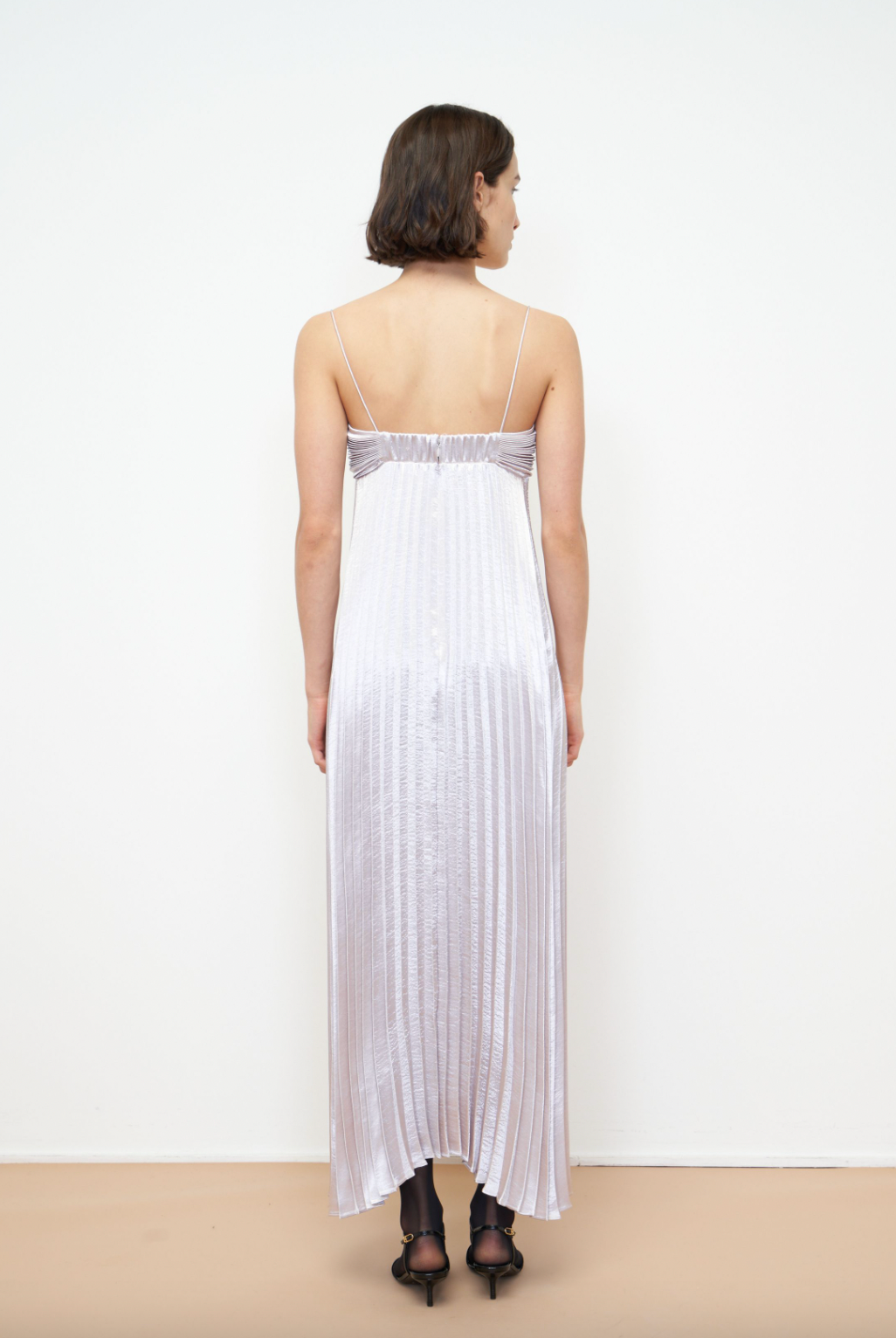 Lamé Pleated Dress - Silver by Rebecca Taylor — view 4
