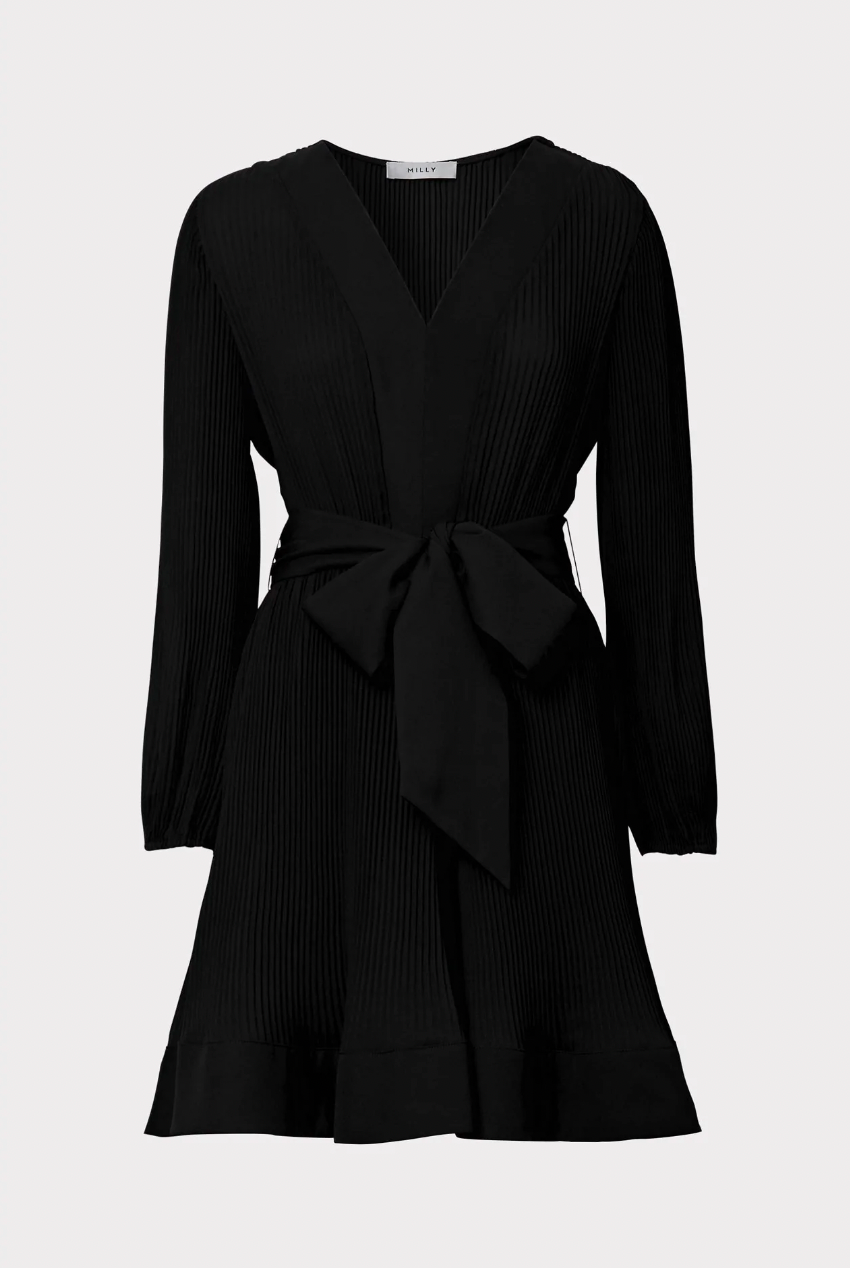 Liv Pleated Dress - Black by Milly — alternate view