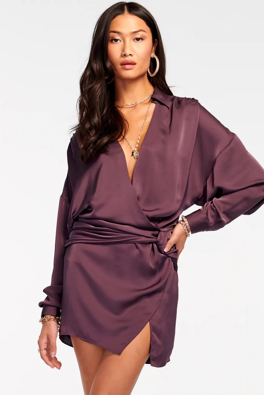 Jaymie Wrap Mini Dress - Sangria by Ramy Brook — alternate view