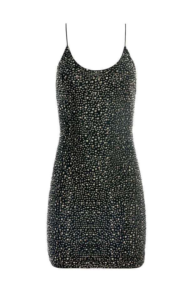 Nelle Embellished Mini Dress - Black / Gunmetal by Alice & Olivia — view 6