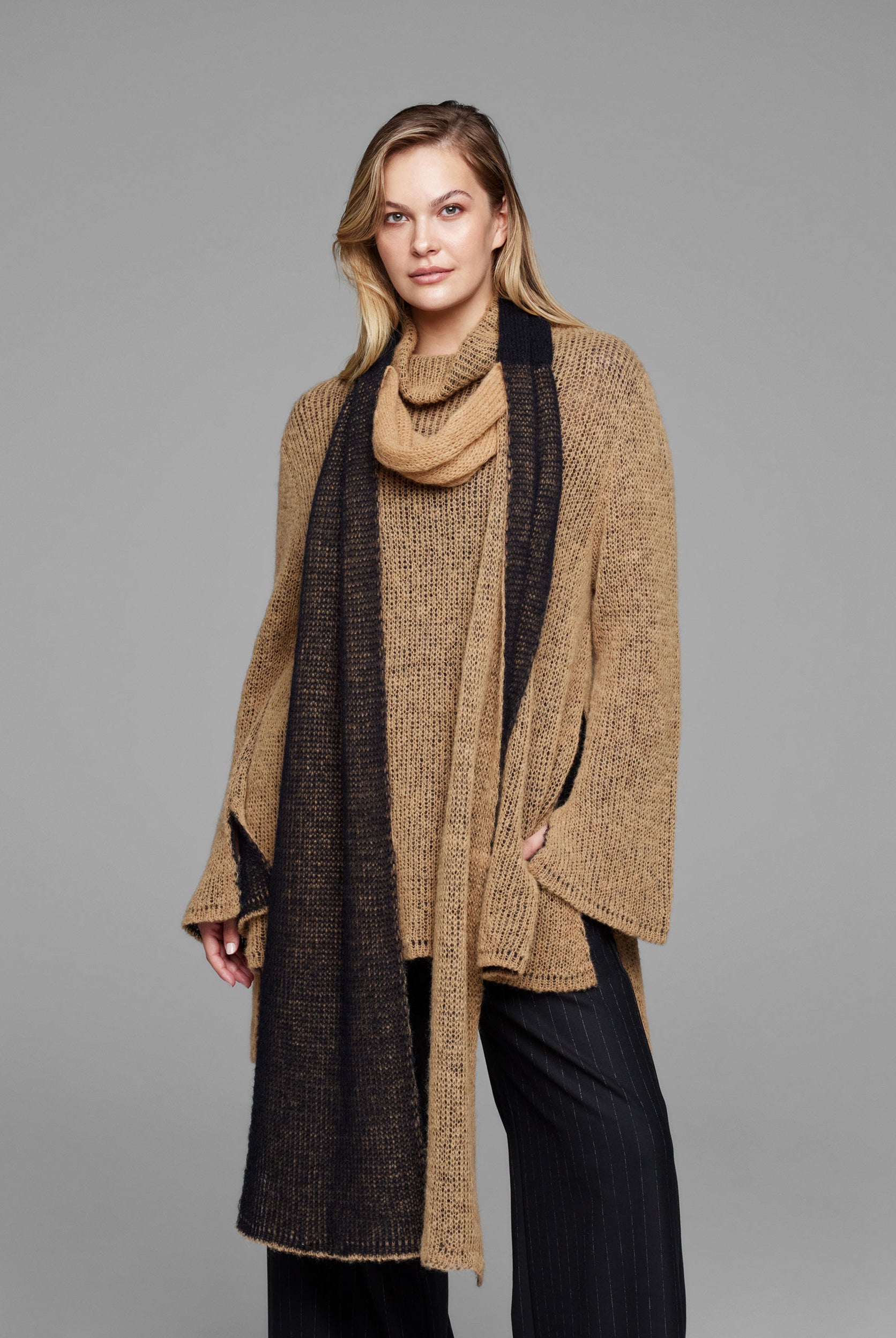 2 Sided Mohair Cardigan - Ochre