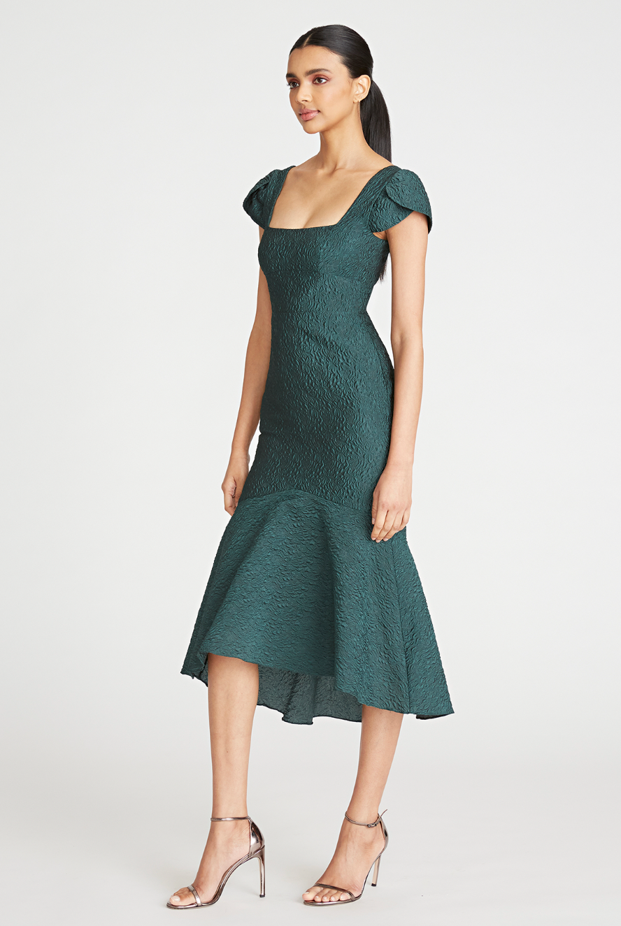 Rae High Low Cocktail Dress - Pine by Theia — view 4