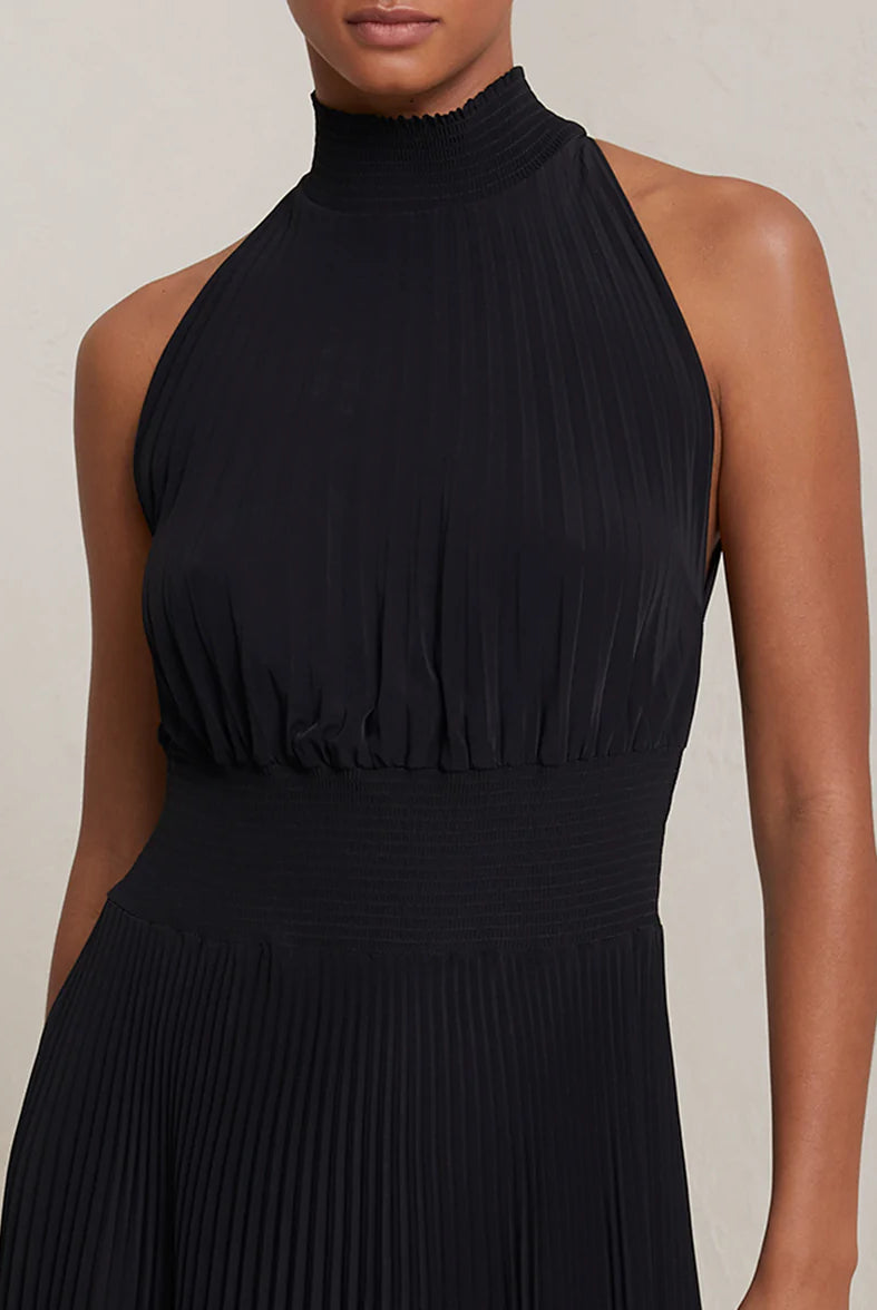 Renzo Pleated Midi Dress - Black by A.L.C — view 4