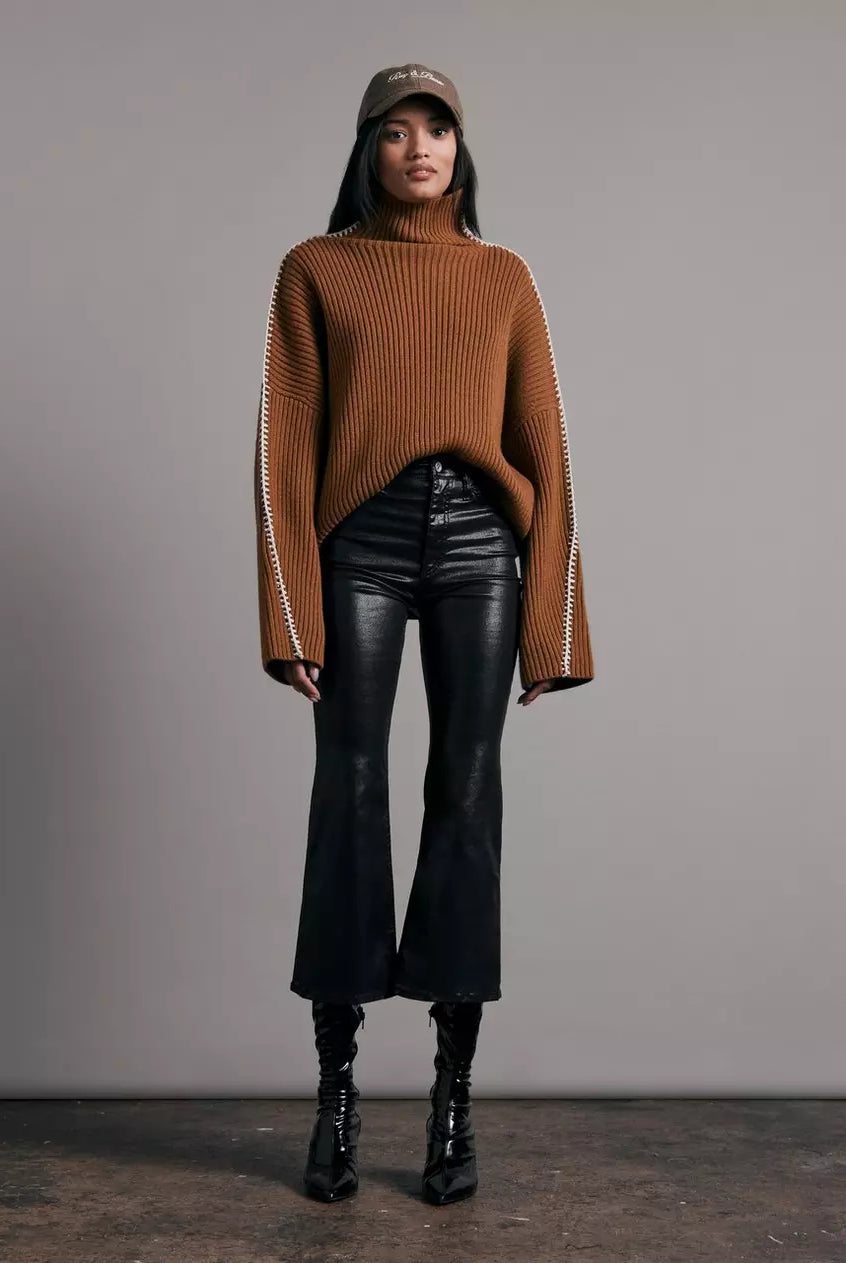 Casey Coated High Rise Ankle Flare - Black Leatherette by Rag & Bone | 25 South Boutiques
