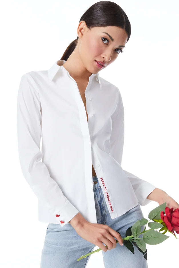 Willa Placket Top - White by Alice & Olivia | 25 South Boutiques