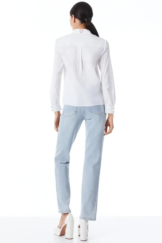 Willa Placket Top - White by Alice & Olivia — alternate view