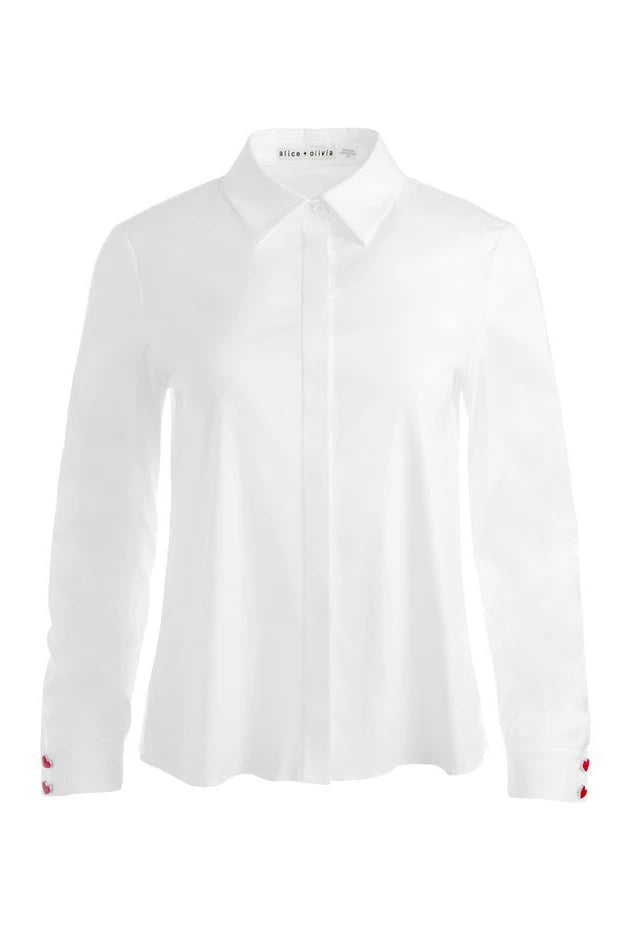 Willa Placket Top - White by Alice & Olivia — view 6