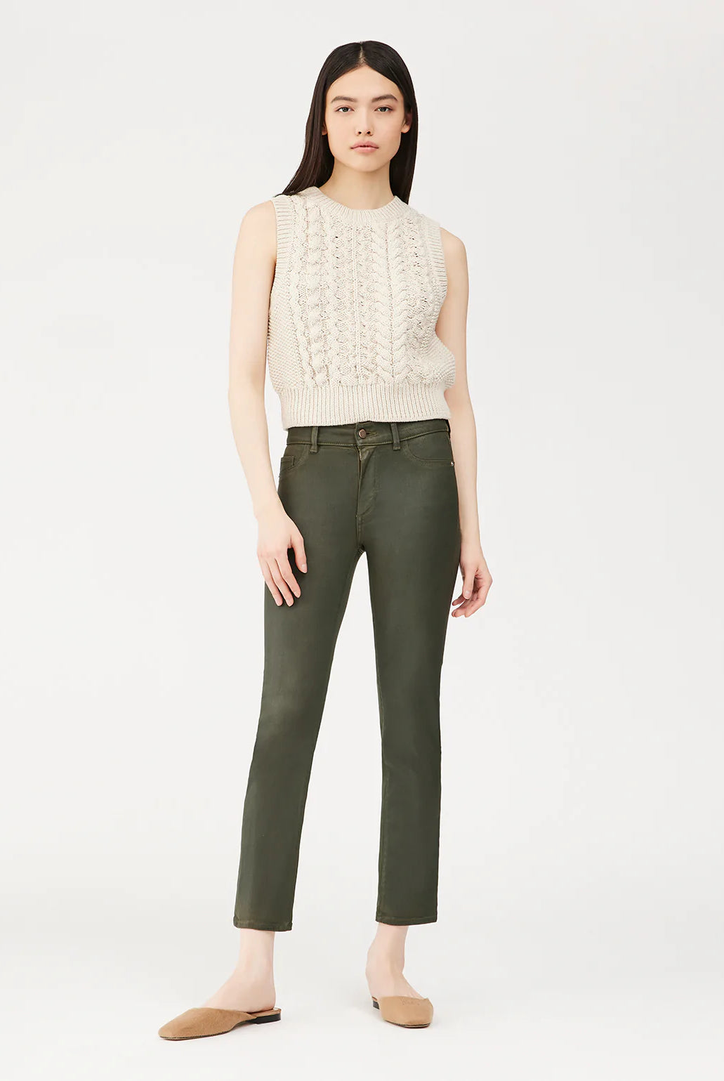 Mara Straight Mid Rise Ankle - Winter Green Coated by DL1961 | 25 South Boutiques