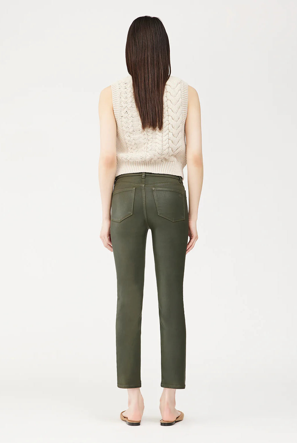 Mara Straight Mid Rise Ankle - Winter Green Coated by DL1961 — view 3