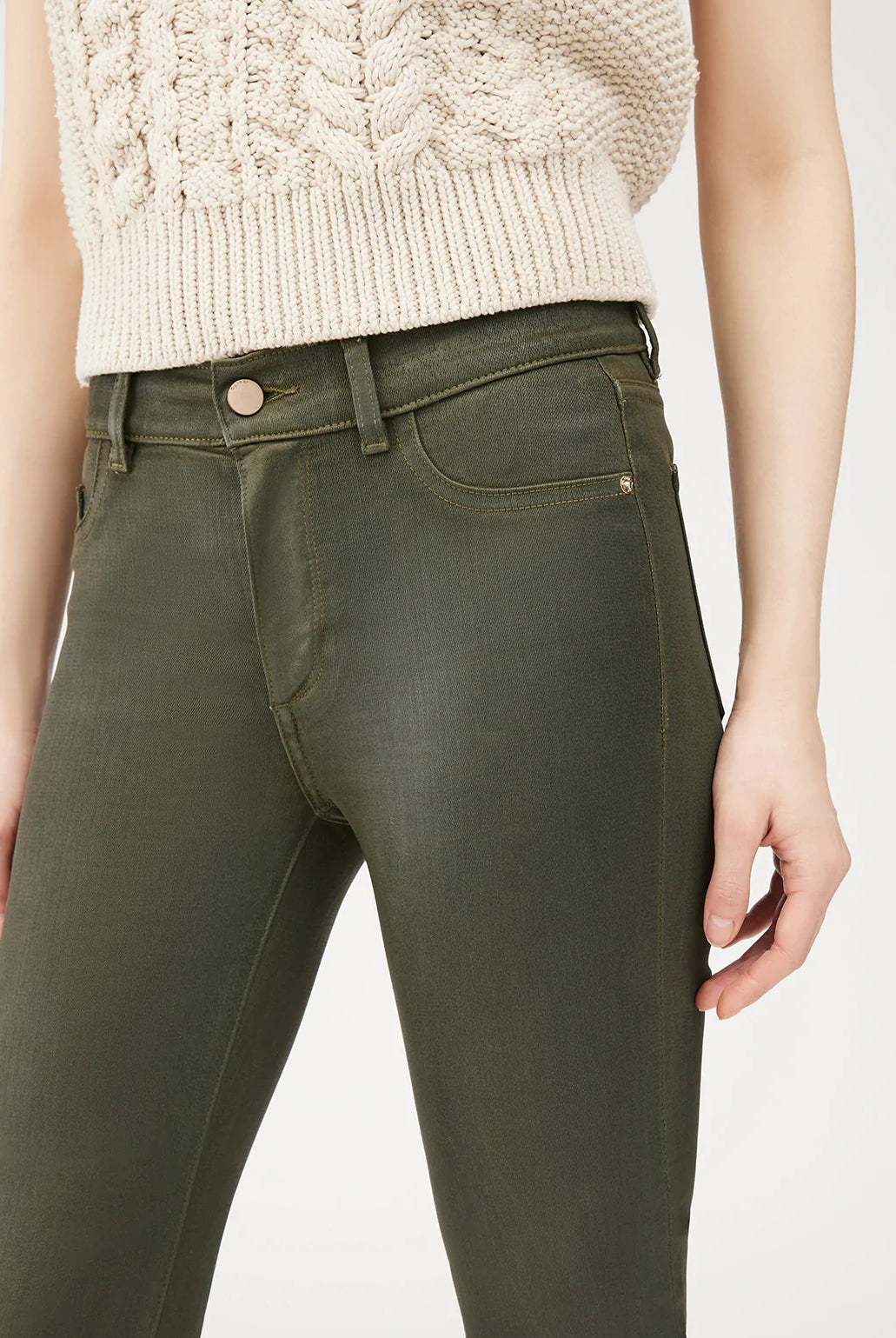 Mara Straight Mid Rise Ankle - Winter Green Coated by DL1961 — view 4