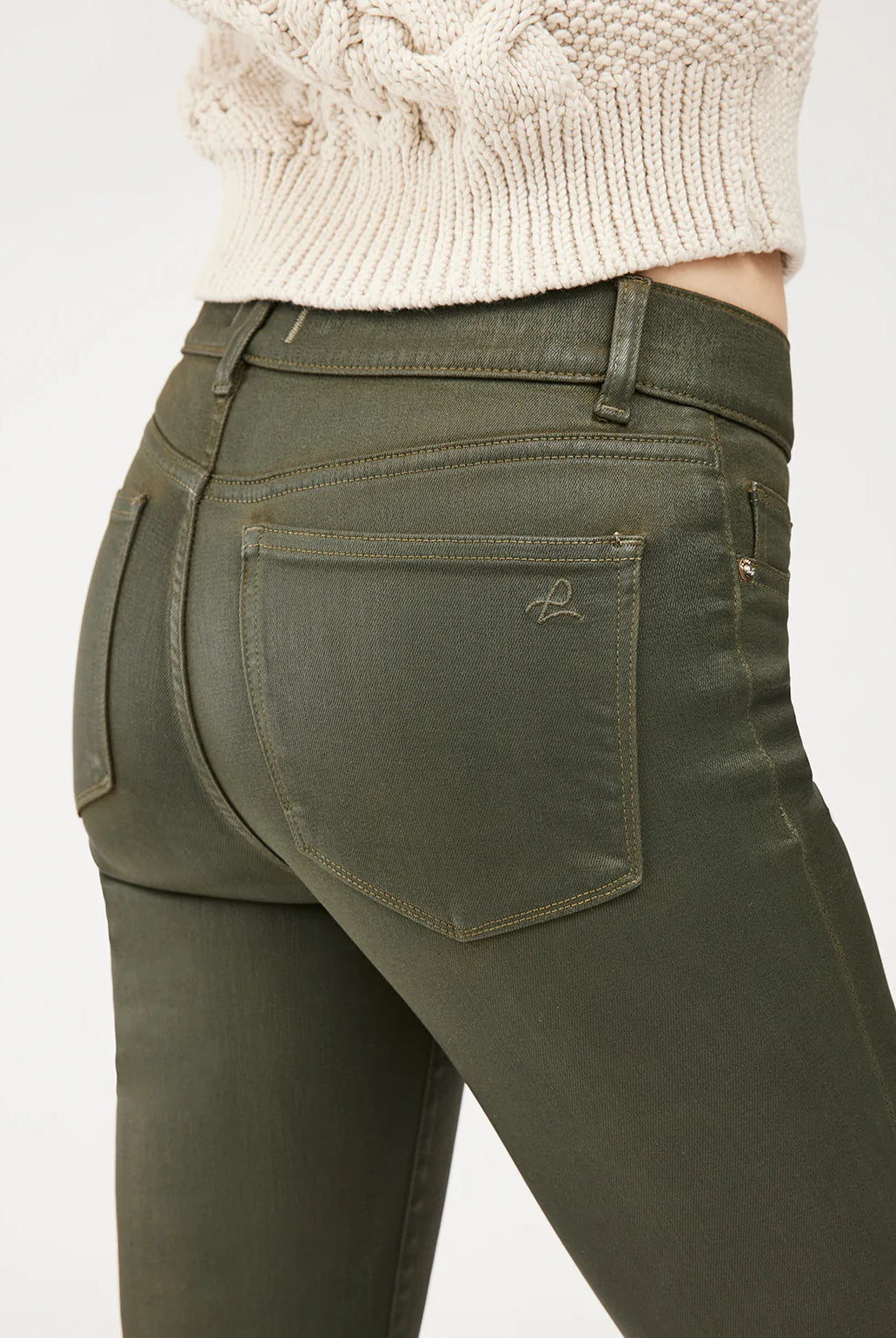 Mara Straight Mid Rise Ankle - Winter Green Coated by DL1961 — view 5