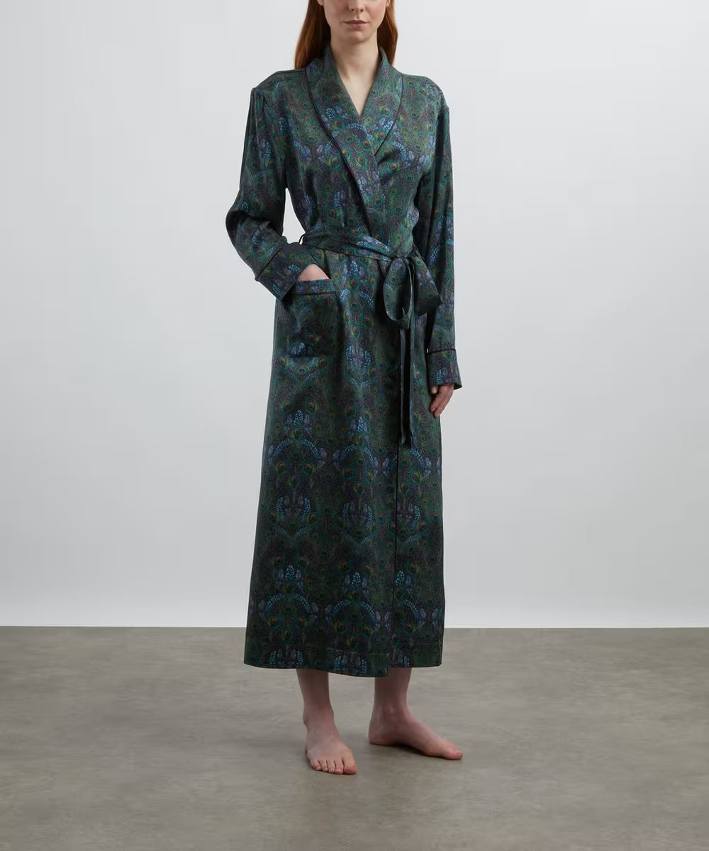Liberty London Silk-Satin Robe - Peacock Manor
