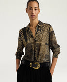 Momonì Arles Jacquard Lurex Jersey Shirt - Black Peach