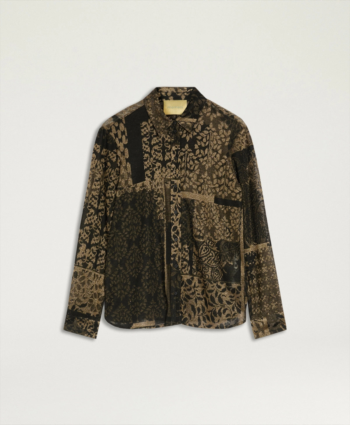 Momonì Arles Jacquard Lurex Jersey Shirt - Black Peach, view 7