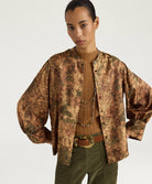 Momonì Lucy Printed Pure Silk Twill Shirt - Military Sand