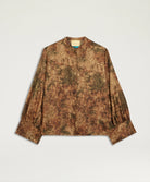 Momonì Lucy Printed Pure Silk Twill Shirt - Military Sand, view 7