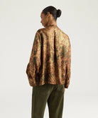Momonì Lucy Printed Pure Silk Twill Shirt - Military Sand, view 6
