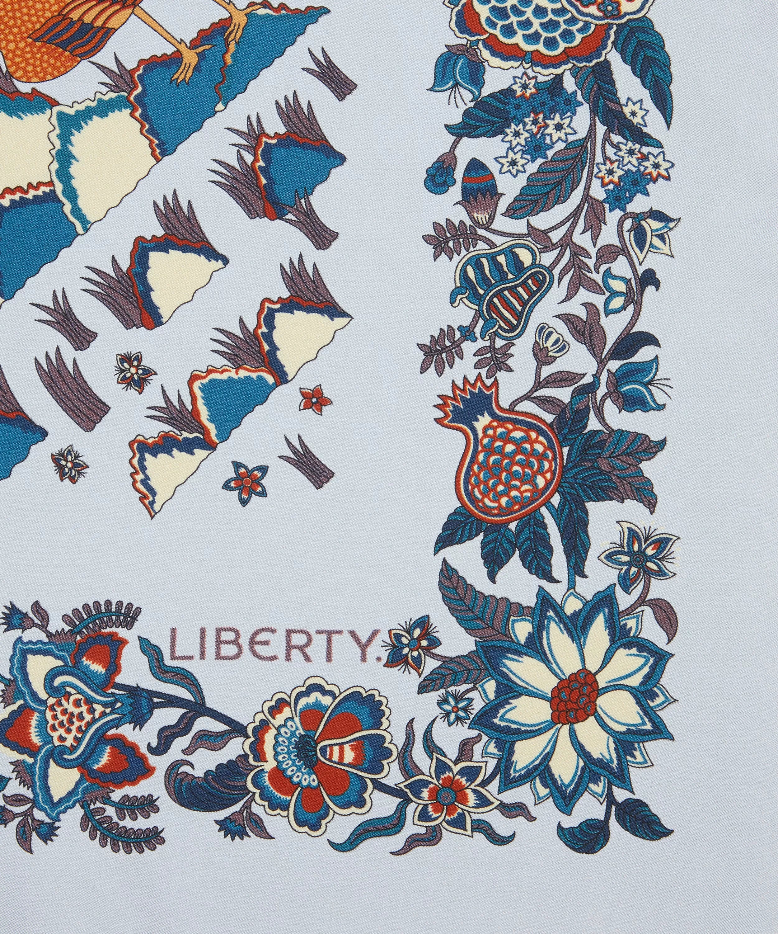Liberty London Tropical Tree of Life Silk Scarf 90 - Blue, view 4