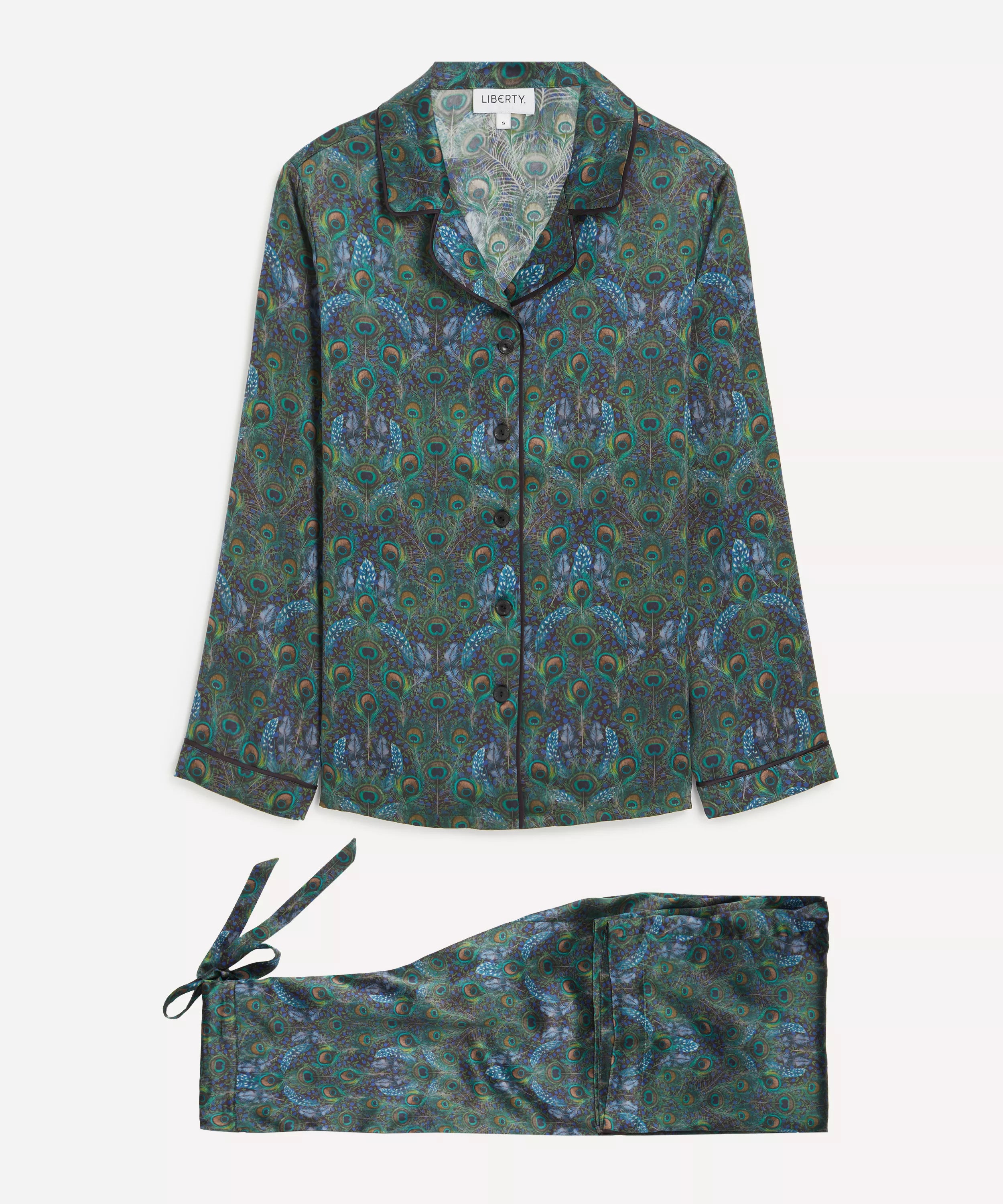 Liberty London Relaxed Silk-Satin Pyjama Set - Peacock Manor, view 5