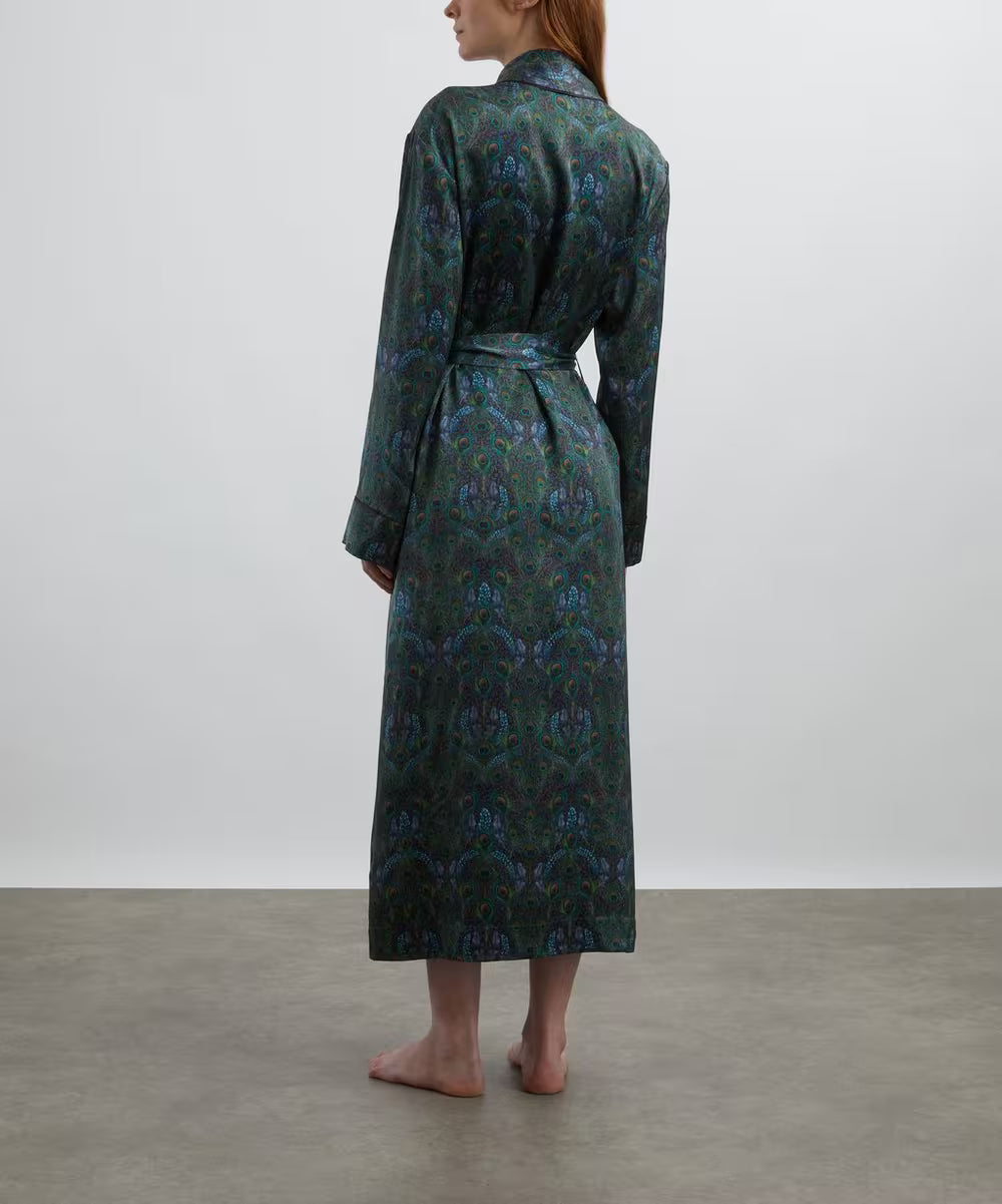 Liberty London Silk-Satin Robe - Peacock Manor, view 3