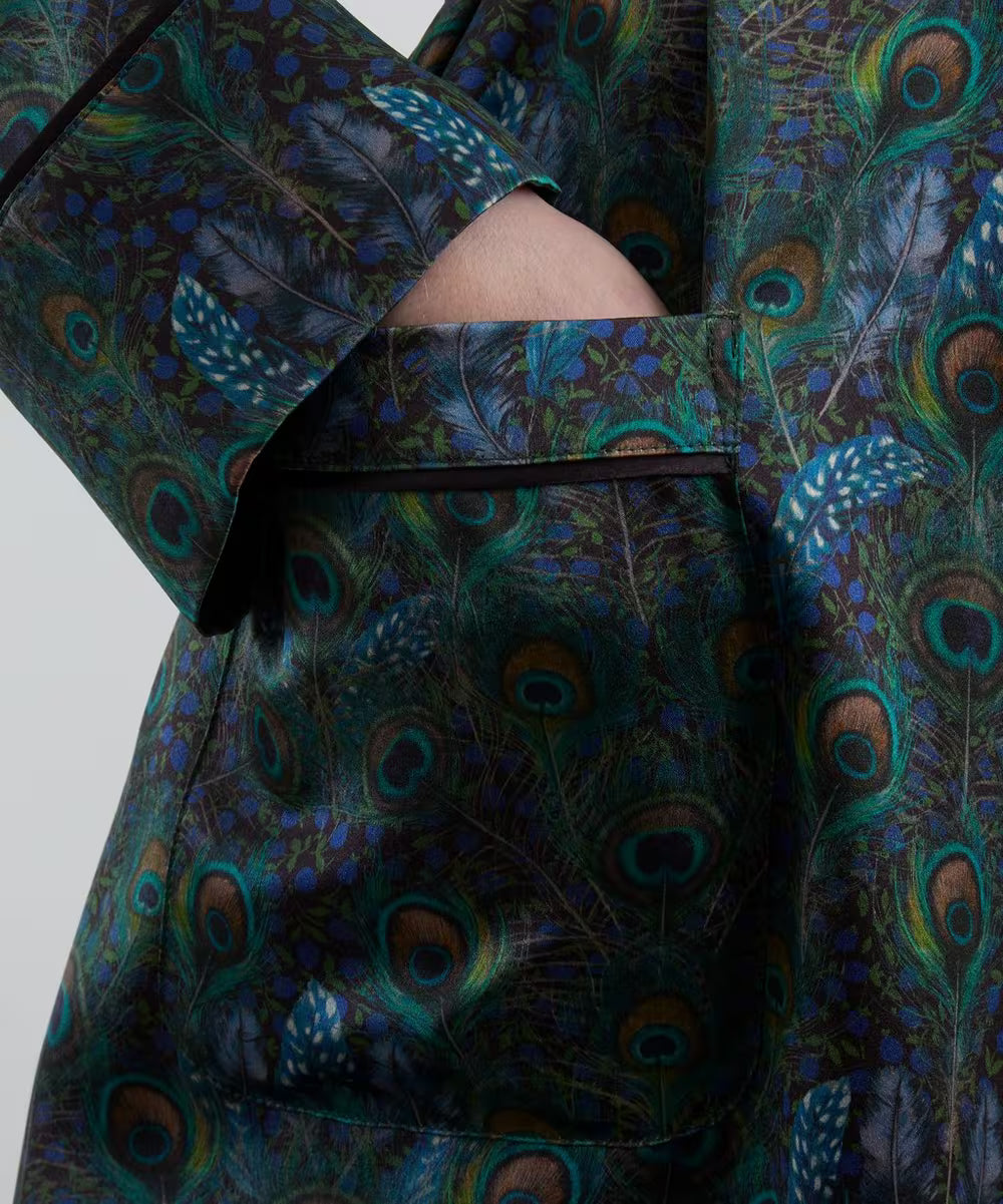 Liberty London Silk-Satin Robe - Peacock Manor, view 4