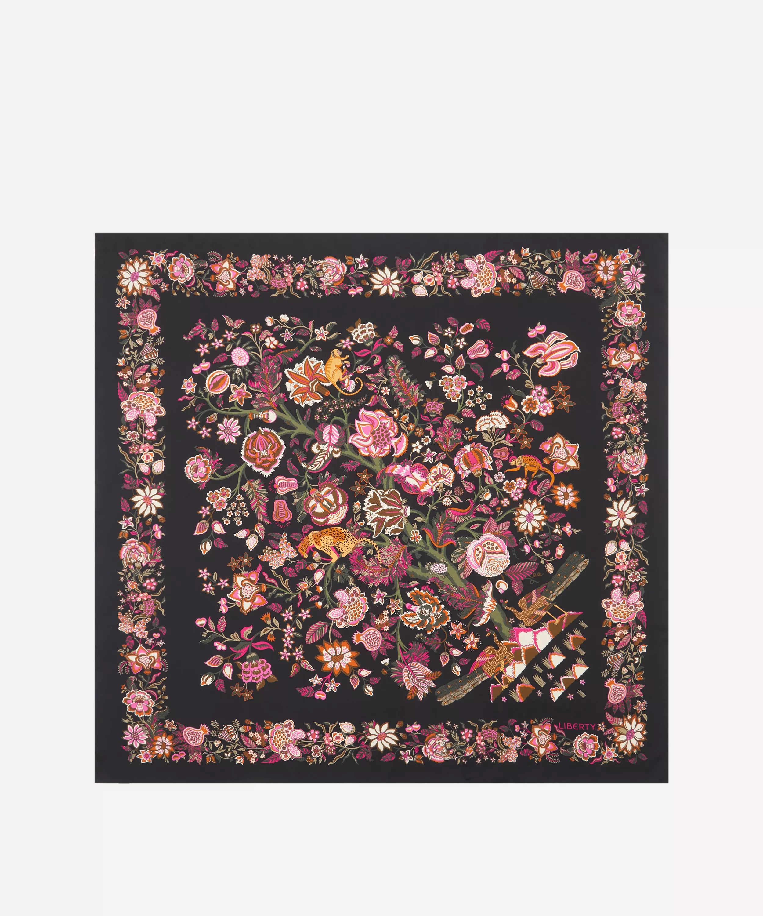 Liberty London Tropical Tree of Life Silk Scarf 90 - Black