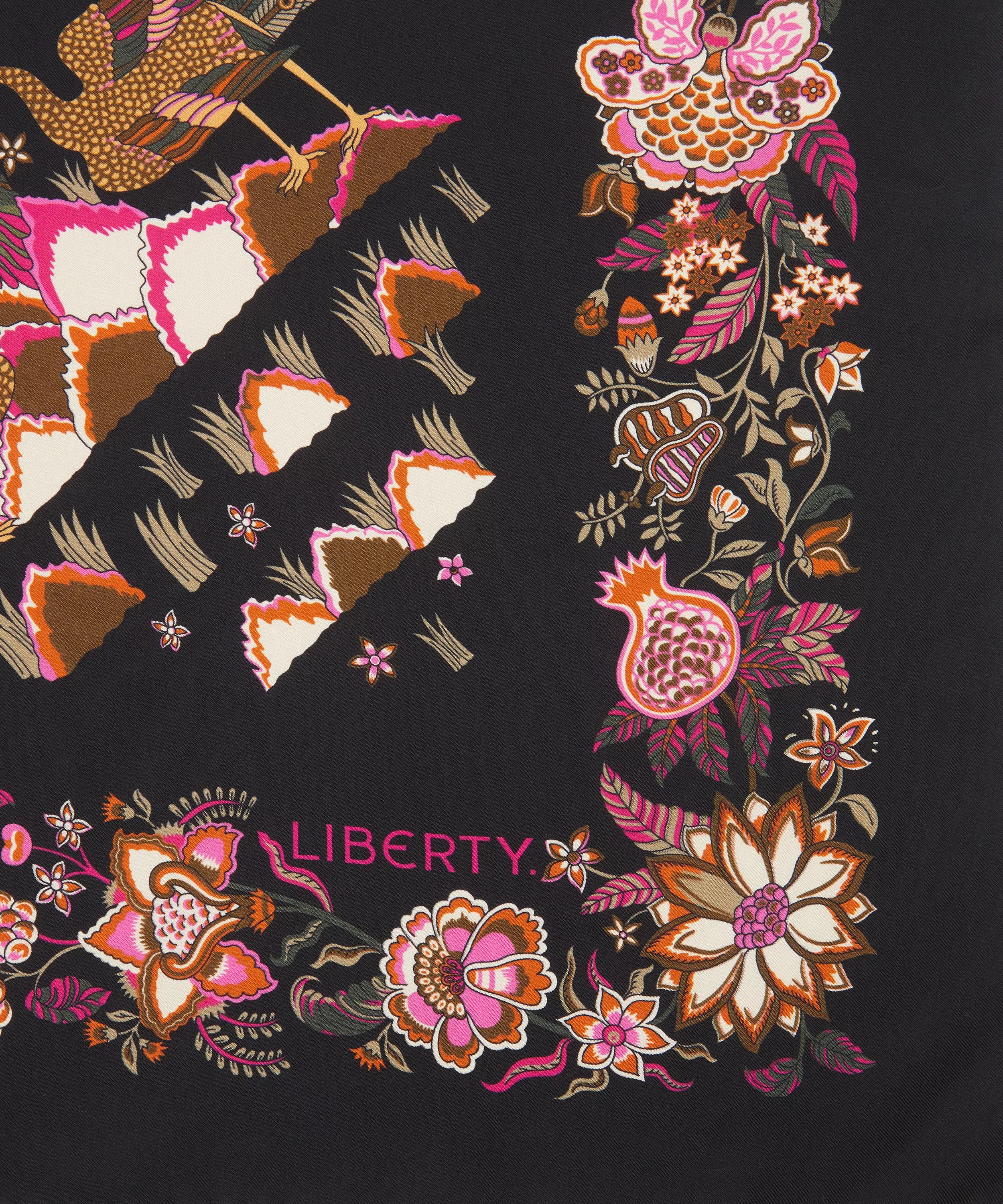 Liberty London Tropical Tree of Life Silk Scarf 90 - Black, view 4