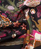 Liberty London Tropical Tree of Life Silk Scarf 90 - Black, view 5