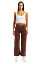 Alice High Rise Color Denim Wide Straight Ankle Crop - Peppercorn by Tractr | 25 South Boutiques
