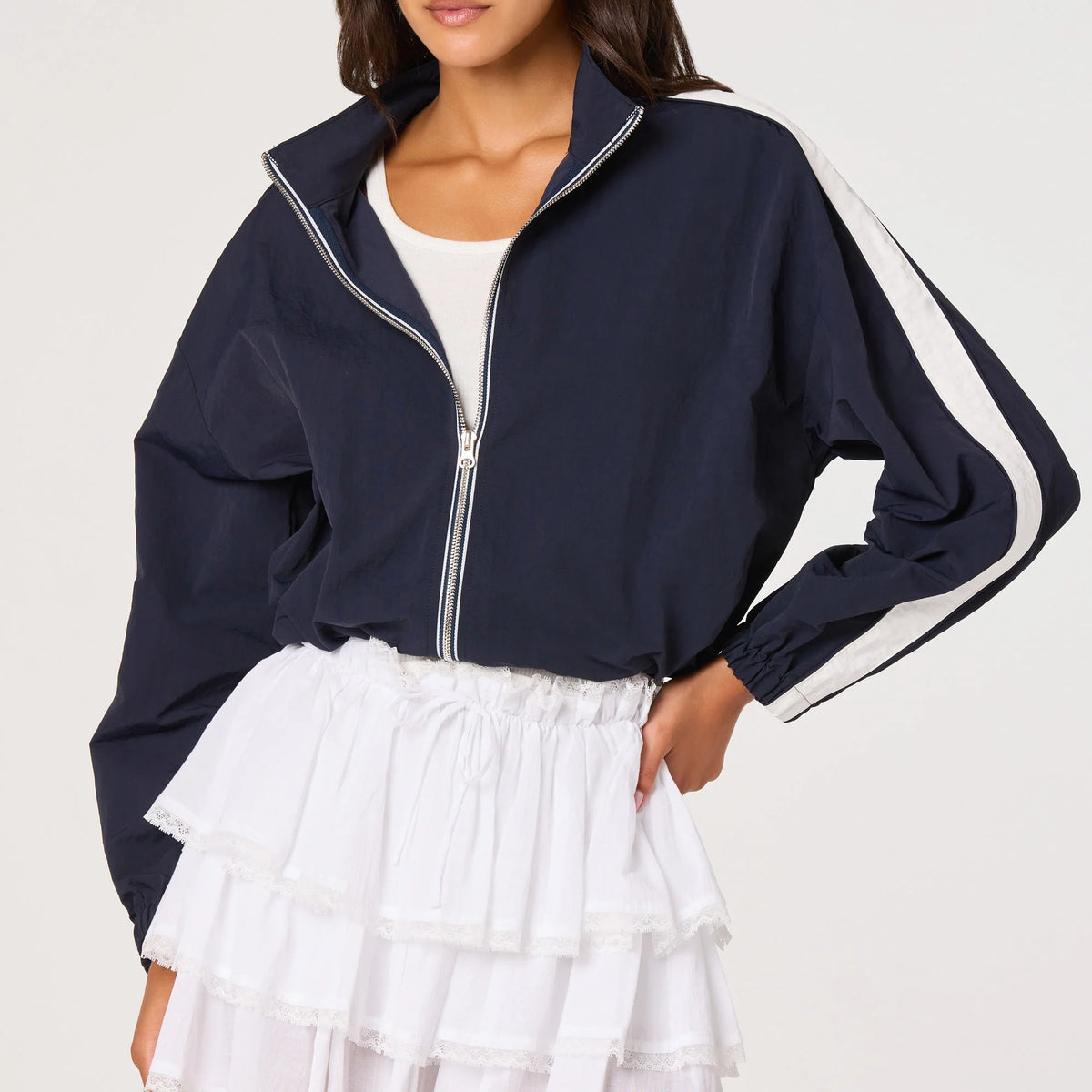 Teo Contrast Stripe Track Jacket - Navy– 25 South Boutiques