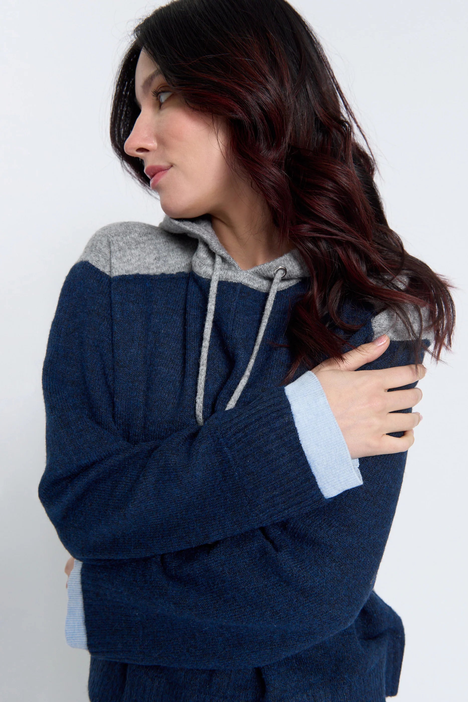 Central Park West Isla Layered Hoodie - Blue Combo, view 3