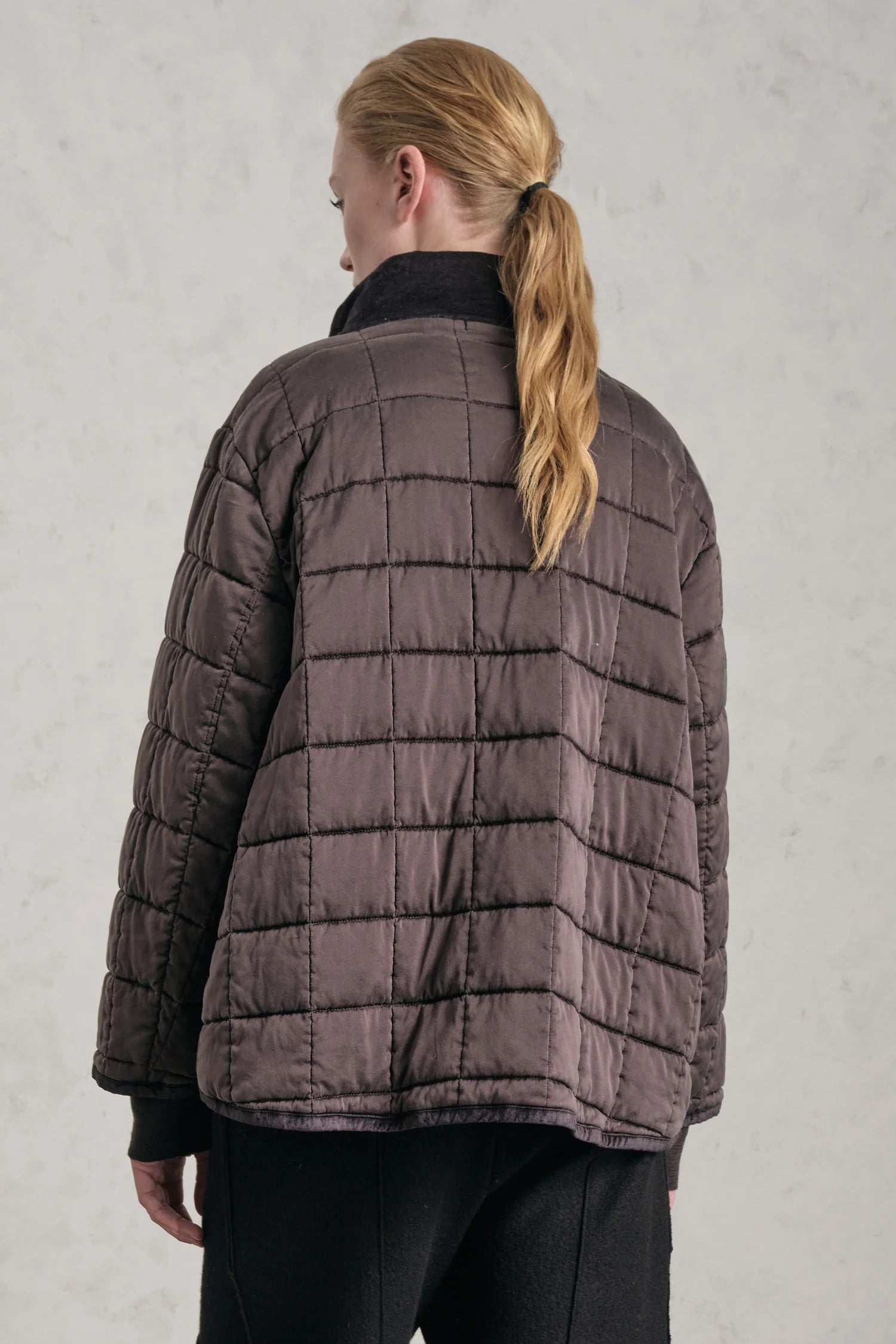 Transit Par-Such Silk Quilted Padded Coat - Choco, view 4