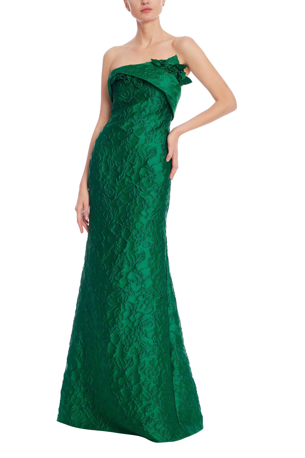 Strapless Floral Jacquard Mermaid Gown