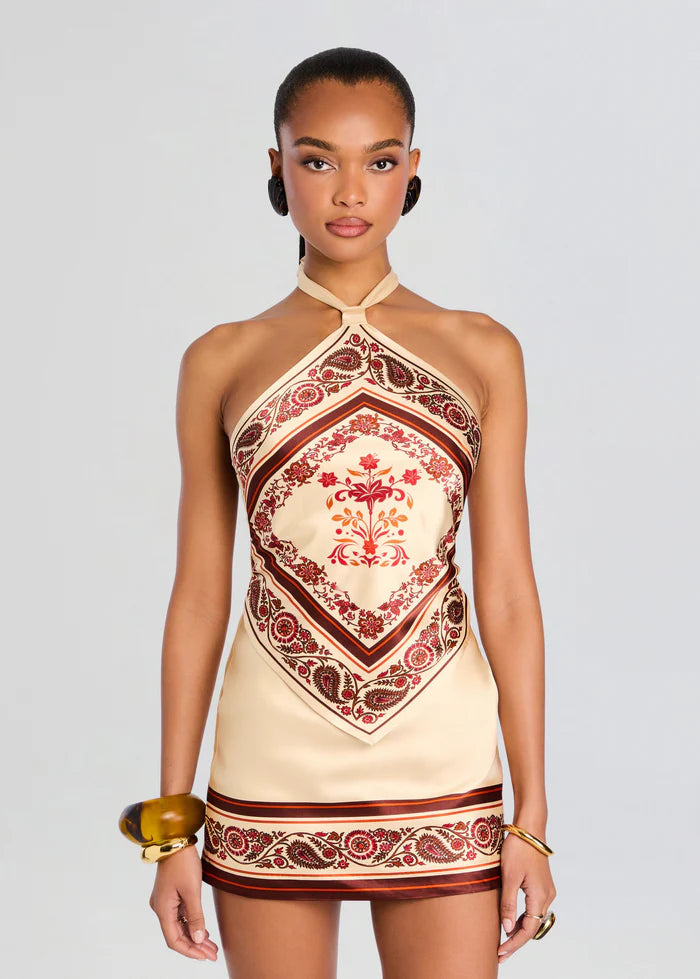 bandana silk dress Wonda Strapless Silk Scarf Dress Retrofete