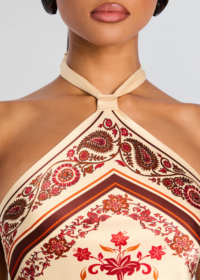 bandana silk dress Wonda Strapless Silk Scarf Dress Retrofete