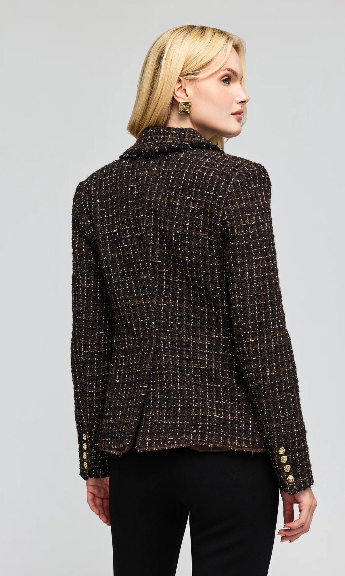 Generation Love Skylar Tweed Blazer - Brown Multi, view 4