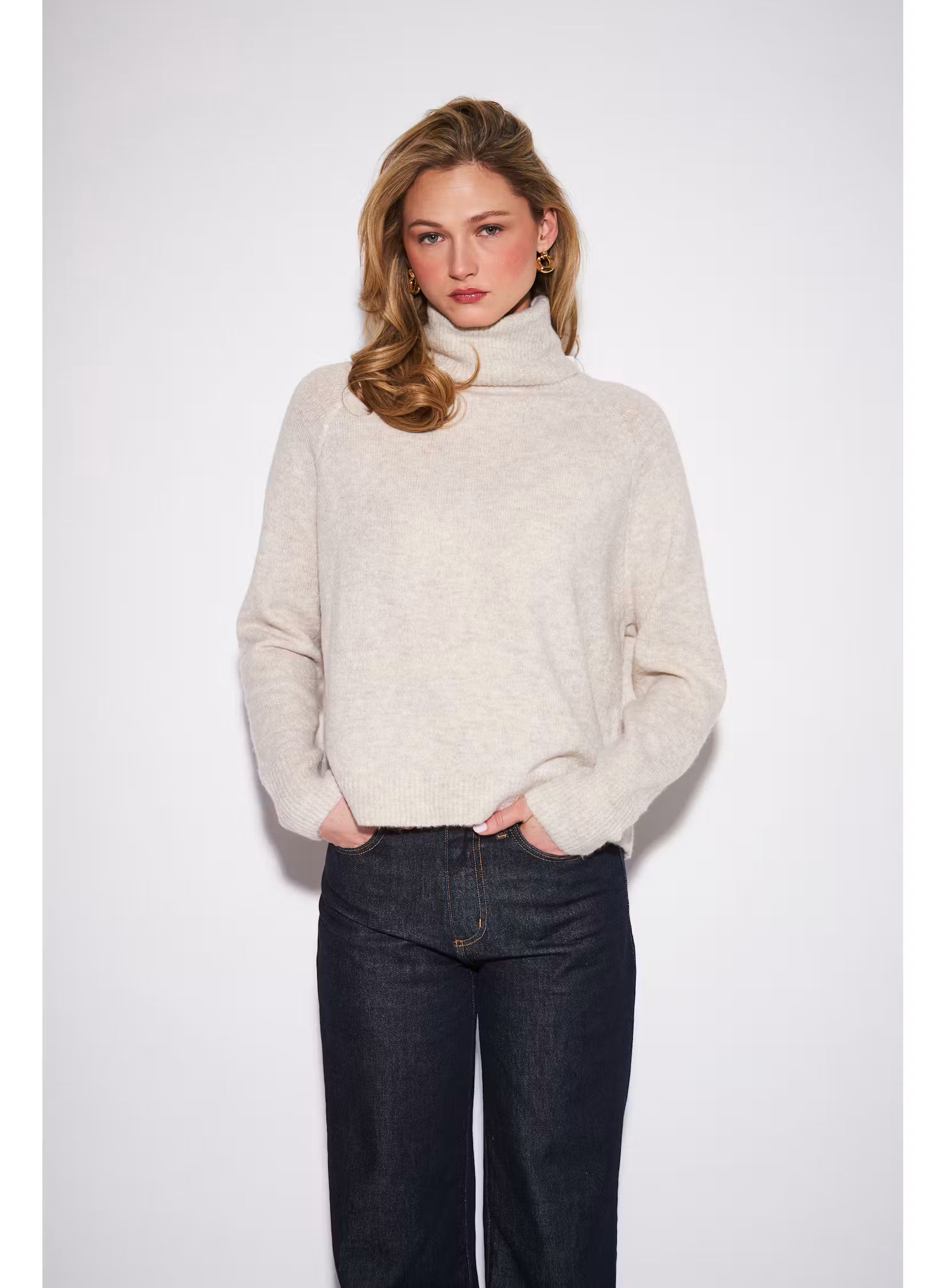 John & Jenn Emmett Knit Turtleneck Sweater - Oat