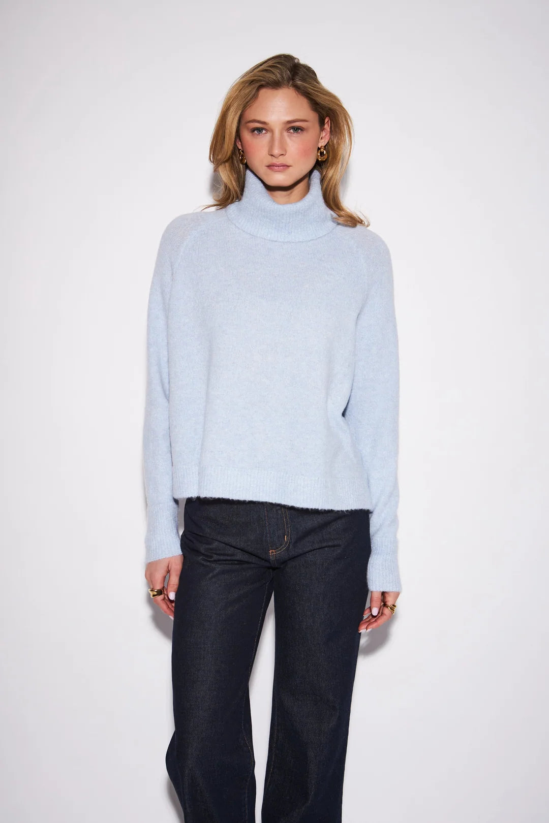 John & Jenn Emmett Knit Turtleneck Sweater - Sky