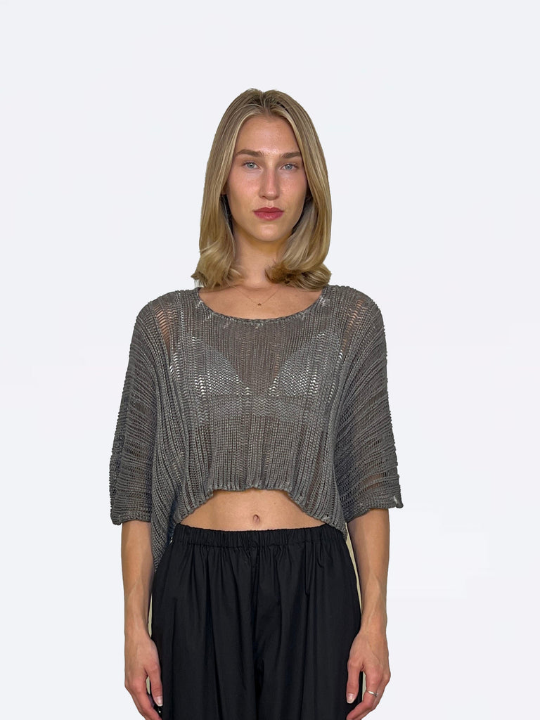 Crop Knit Tunic - Grey Old Dye