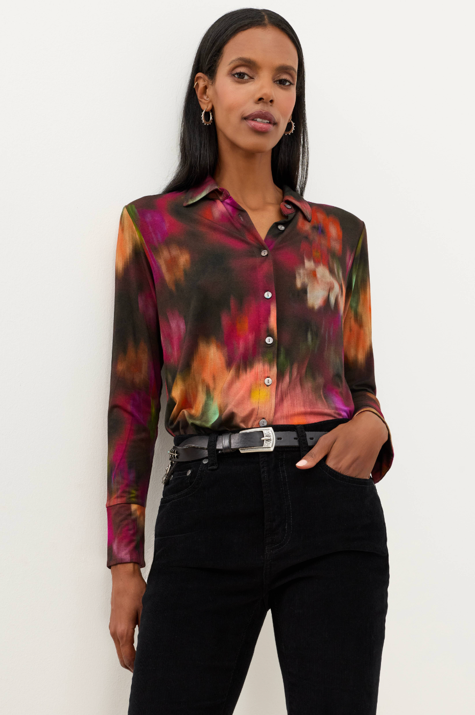 Johnny Was Janie Favorite Button Front Shirt - Florenda Dark
